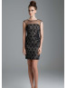 Illusion Neck Black Lace Fashion Mini Cocktail Dress